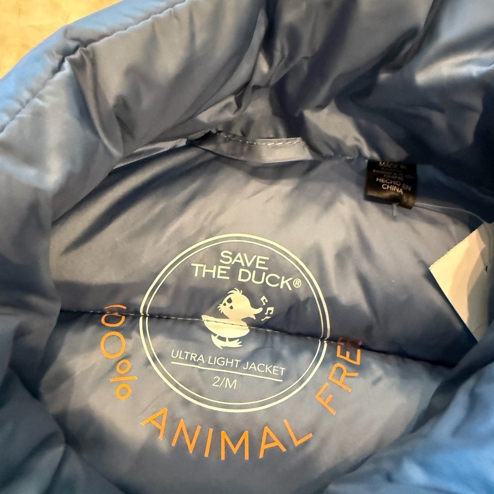 Save The Duck Womens Ultra Light Puffer Vest Jacket Blue Full Zip Outdoor 2/M - Picture 3 of 6